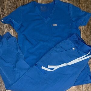 Figs Royal Blue Scrub Set